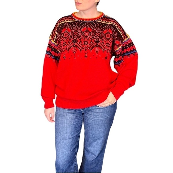 OBERMEYER KILIAN OVERSIZED HOLIDAY FAIR ISLE WOOL BLEND SKI SWEATER - Picture 1 of 11
